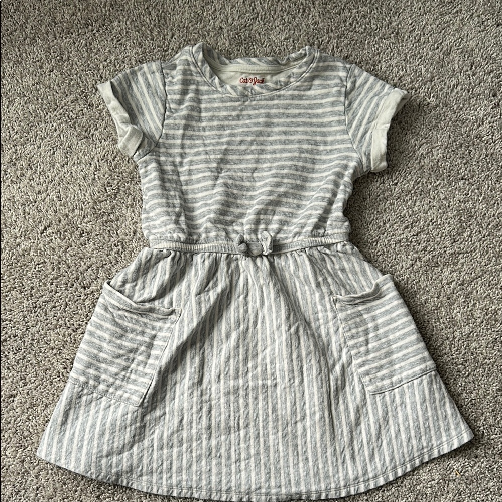 Cat & Jack Gray Casual Sundress Short Sleeve Crew Neck